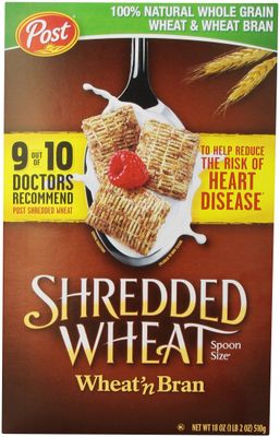 Post, Shredded Wheat, Wheat &amp; Bran Cereal, 18 oz - SET OF 2