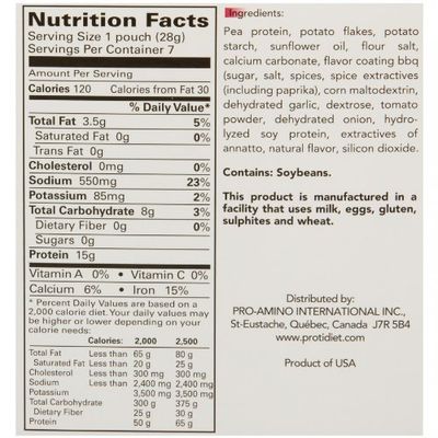 ProtiDIET BBQ High Protein Crisps - Gluten Free, Low Fat, Naturally Flavoured - Savory Healthy Snacks for Adults, Potato and Pea Guilt Free Enjoyment Crisp- 7 Pouch Protein Snacks