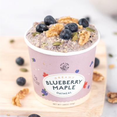 Mylk Labs Blueberry Maple Gluten Free Oatmeal Cups - Low Sugar Breakfast, High Fiber Thin Rolled Oats, High Protein Instant Oatmeal, Non GMO, Vegan - 6 Pack