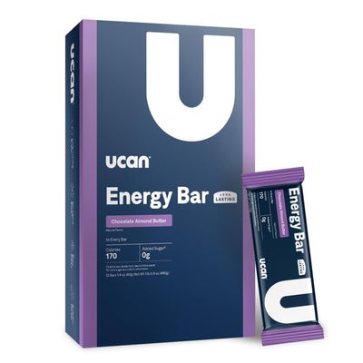 UCAN Energy Bars | Low Sugar, Low Calories | Gut Friendly, Caffeine-Free, Vegan, Non-GMO, No Soy, Keto Friendly | Running, Cycling, Fitness, Pre &amp; Post Workout | Chocolate Almond Butter 12 Count