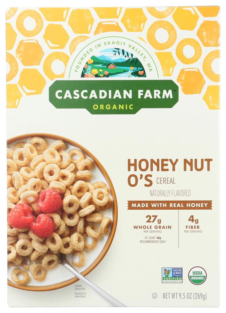 Cascadian Farms Organic Honey Nut O&#39;s Cereal 9.5 Oz.(pack of 3)
