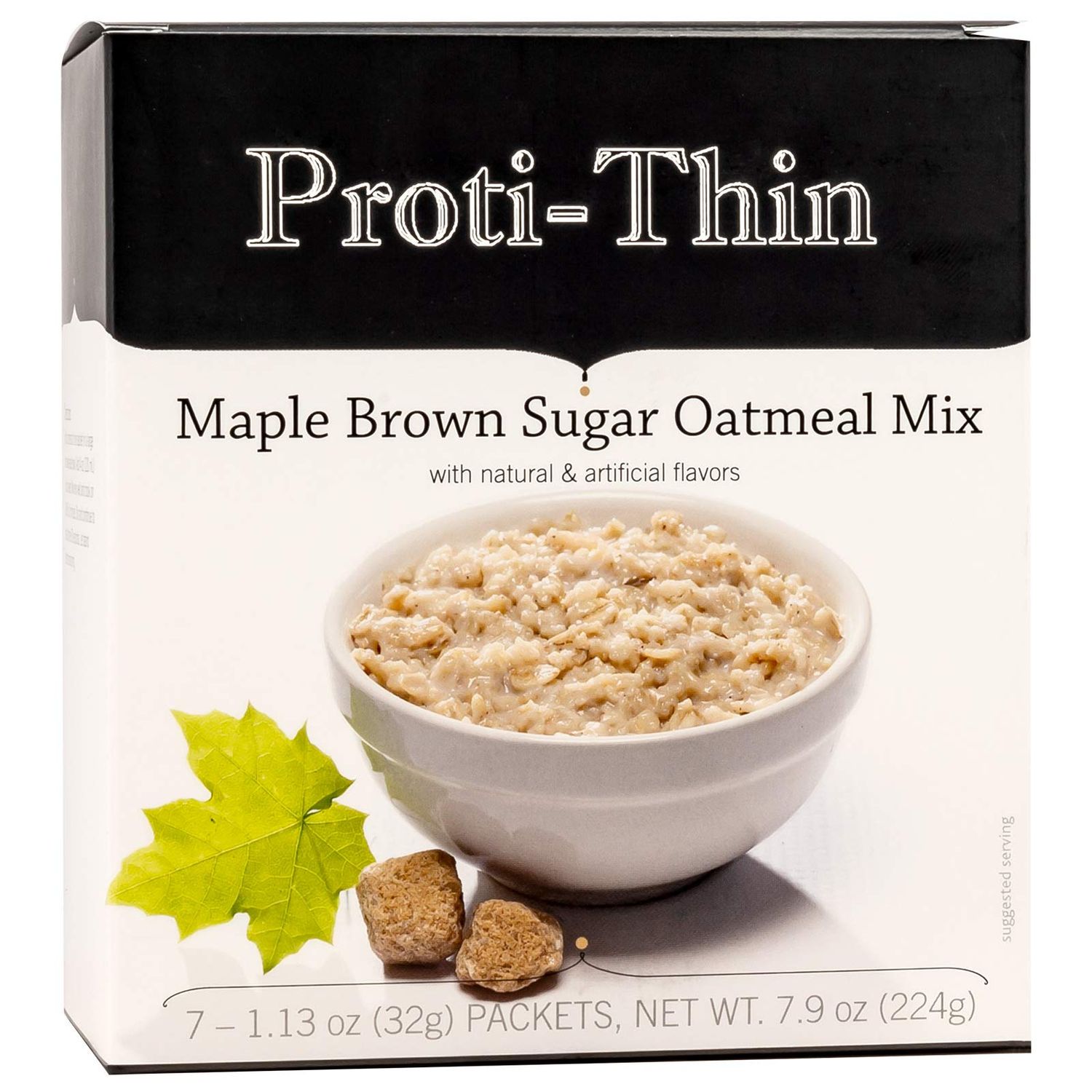 Proti-Thin - High Protein Maple Brown Sugar Oatmeal, Instant Diet Meal Replacement, 15g Protein - Low Carb - Low Fat Gluten-Free, 1 Pack of 7 Servings
