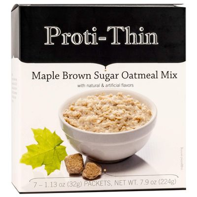 Proti-Thin - High Protein Maple Brown Sugar Oatmeal, Instant Diet Meal Replacement, 15g Protein - Low Carb - Low Fat Gluten-Free, 1 Pack of 7 Servings