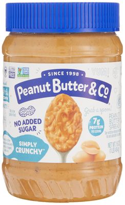 Peanut Butter &amp; Co. Simply Crunchy No Sugar Added Peanut Butter, Non-GMO Project Verified, Gluten Free, Vegan, 16 Ounce