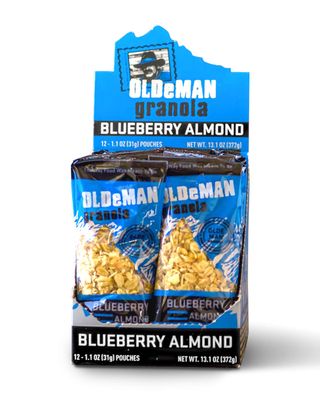Olde Man Granola Gluten Free Granola - Non-GMO Healthy Granola Cereal - Soft Whole Grain Oats, Butter, Brown Sugar - Handmade in Colorado (Blueberry Almond, 12 To-Go Pouches)