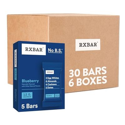 RXBAR Protein Bars, 12g Protein, Gluten Free Snacks, Blueberry (6 Boxes, 30 Bars)