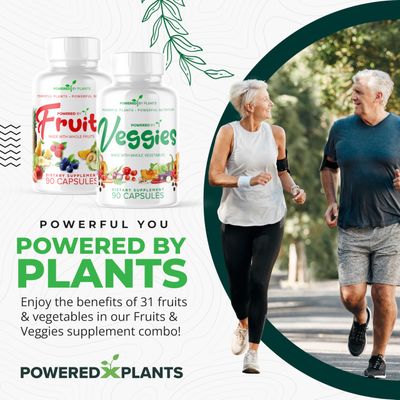 POWERED X PLANTS Fruits &amp; Veggies Capsules - Natural Superfood Packed with Vitamins &amp; Minerals - Fruit &amp; Vegetable Supplements for Adults Pack of 6, 90 Capsules Each