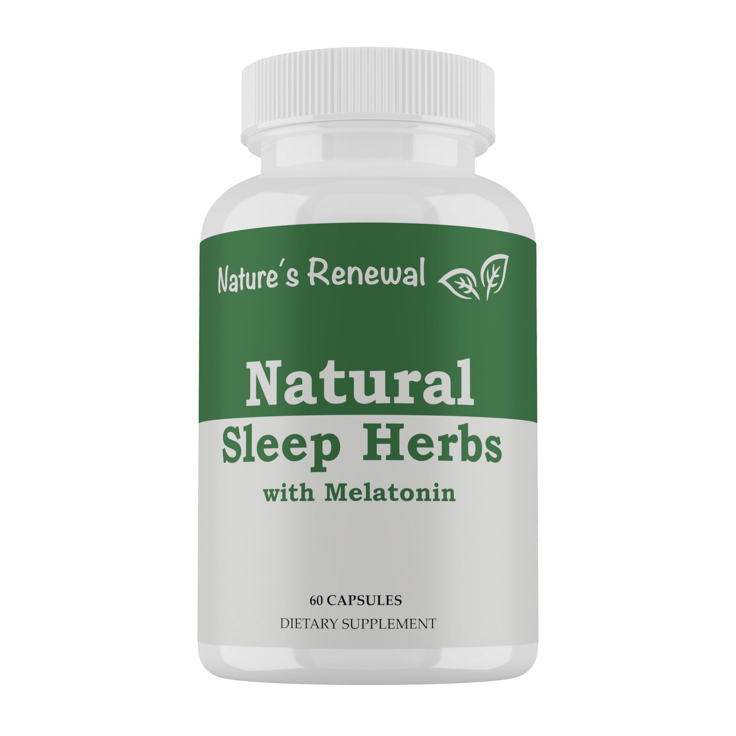 Nature&#39;s Renewal Natural Sleep Supplement - Melatonin, Valerian Root, Ashwagandha, Magnesium, Chamomile, Nighttime Homeopathic Herbal Sleeping Aid for Adults - 60 Capsules