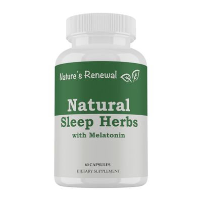 Nature&#39;s Renewal Natural Sleep Supplement - Melatonin, Valerian Root, Ashwagandha, Magnesium, Chamomile, Nighttime Homeopathic Herbal Sleeping Aid for Adults - 60 Capsules