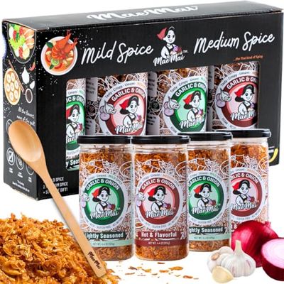 MaeMai Gift Set - Unique for Holiday, Christmas - Crispy Onions &amp; Garlic Seasoning 4 PACK 500g