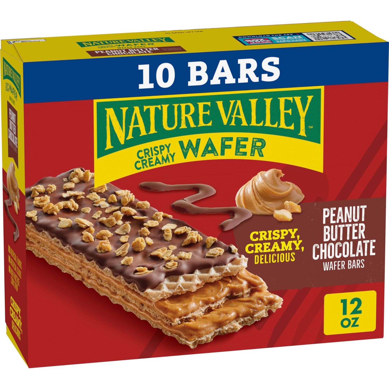 Nature Valley Wafer Bars, Peanut Butter Chocolate Flavored Snacks, 10 Bars, 13 OZ