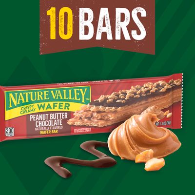 Nature Valley Wafer Bars, Peanut Butter Chocolate Flavored Snacks, 10 Bars, 13 OZ