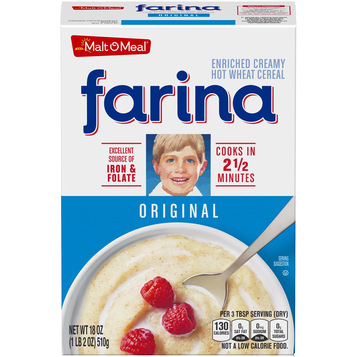 Malt-O-Meal Farina, Original Farina Breakfast Cereal, Quick Cooking, 18 Ounce - 1 count