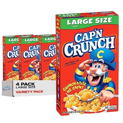 Capn Crunch Cereal, Original, Boxes, 18 Oz, Pack of 4