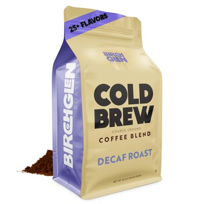 Birch Glen Roasters Cold Brew Coffee | Coarse Ground Coffee | Medium Roast | Artisanal Roasting | 100% Arabica |1 LB Bag | Decaf