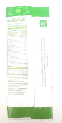 Simple Truth USDA Organic Instant Oatmeal Apple Cinnamon 10 Packets Non GMO (Pack of 2)