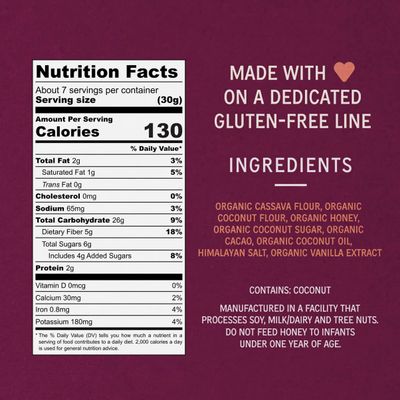 Lovebird Gluten Free Cereal - Organic Grain Free Cereals Paleo AIP Dairy Free Keto Friendly No Refined Sugar Healthy Snacks for Kids, Adults (Cacao, 4 Pack)