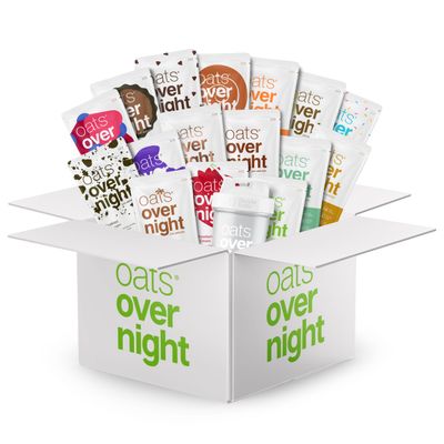 Oats Overnight Ultimate Variety Pack - High Protein, 5g Fiber Breakfast Protein Shake, Gluten Free Oatmeal, Non GMO Oatmeal - Green Apple Cinnamon, Coconut Cream Pie &amp; More (16 Pack + BlenderBottle)