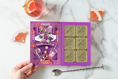 Herb & Lou's Infused Cubes Cocktail Mixers - The Dottie, Simply Add Tequila or Mezcal, Pink Grapefruit Paloma with Cinnamon Basil & Chilies, Non-Alcoholic Infused Ice Cubes, Made in USA - 12-Cubes