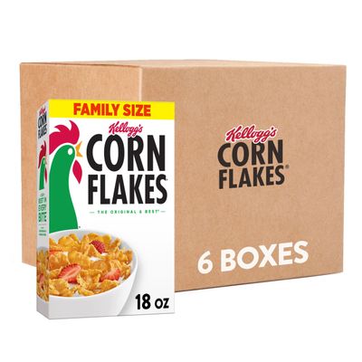Kellogg&#39;s Corn Flakes, Breakfast Cereal, Original, 18 Ounce (Pack of 6)