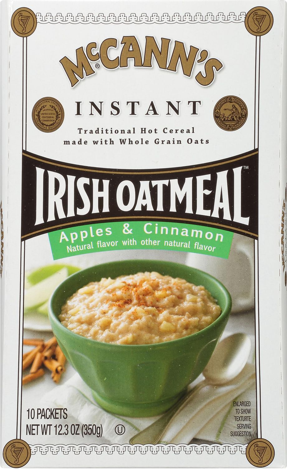 McCanns Instant Irish Oatmeal, Apples &amp; Cinnamon, 10 Packets