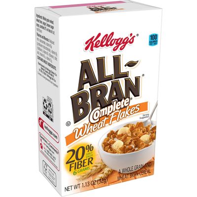 Kellogg&#39;s All Bran Cereal, Complete Wheat Flakes, 1.13oz (70 Count)