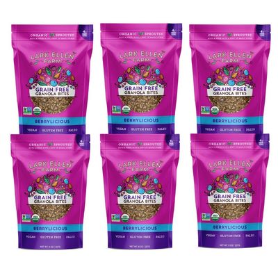 Lark Ellen Farm Berrylicious Granola Clusters: Raw, Organic, Vegan. Low Carb, Paleo. Gluten-Free Bites. Healthy Breakfast/Snack. 8 oz, 6 Pack