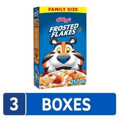 Kellogg's Frosted Flakes Breakfast Cereal, Kids Cereal, Family Breakfast, Family Size, Original (3 Boxes)