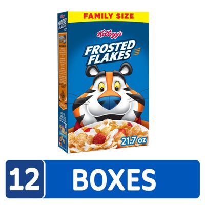Kellogg's Frosted Flakes Breakfast Cereal, Kids Cereal, Family Breakfast, Family Size, Original (12 Boxes)