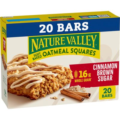 Nature Valley Soft-Baked Oatmeal Squares, Cinnamon Brown Sugar, 20 Count, 24.8 OZ