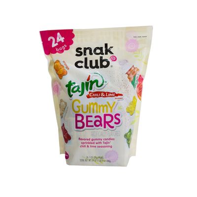 Snak Club Tajin Gummy Bears Chili &amp; Lime Seasoned Gummy Candy Snack, Jumbo Pack 24oz (680g), Mild/Clasico, Vegan &amp; Gluten Free Gummies!