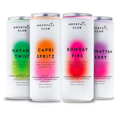 Mocktail Club Variety Pack Non-Alcoholic Sparkling Craft Cocktail - 4x12 Oz Cans | Non-GMO, No Artificial Ingredients, Gluten Free, Vegan | Bombay Fire, Havana Twist, Manhattan Berry, Capri Spritz