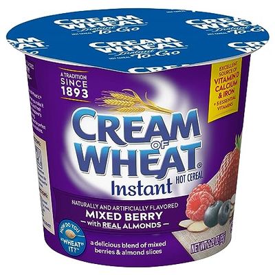 Cream of Wheat Instant Hot Cereal To-Go Cups, Mixed Berry with Almonds, 2.29 Ounce (Pack of 6)
