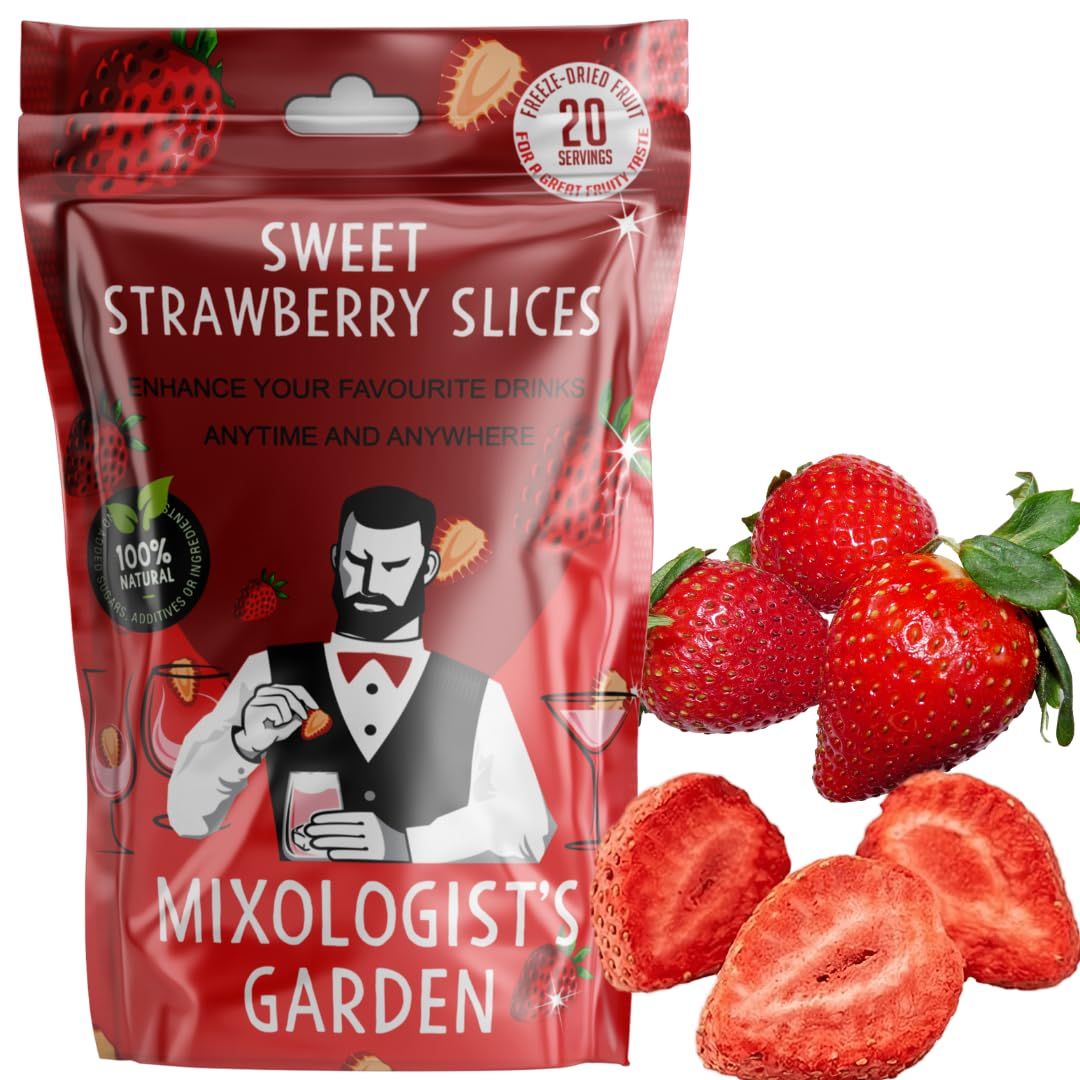 Mixologist&#39;s Garden Dried Strawberry Slices - Drink Garnish - Cocktail Garnish - Freeze-Dried, Not Dehydrated for superior flavor (20 Servings)