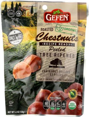 Gefen Organic Whole Peeled and Roasted Chestnuts, 5.2oz (10 Pack) | Chestnuts Peeled and Ready to Eat | Great for Cooking &amp; Baking | Gluten Free | Kosher