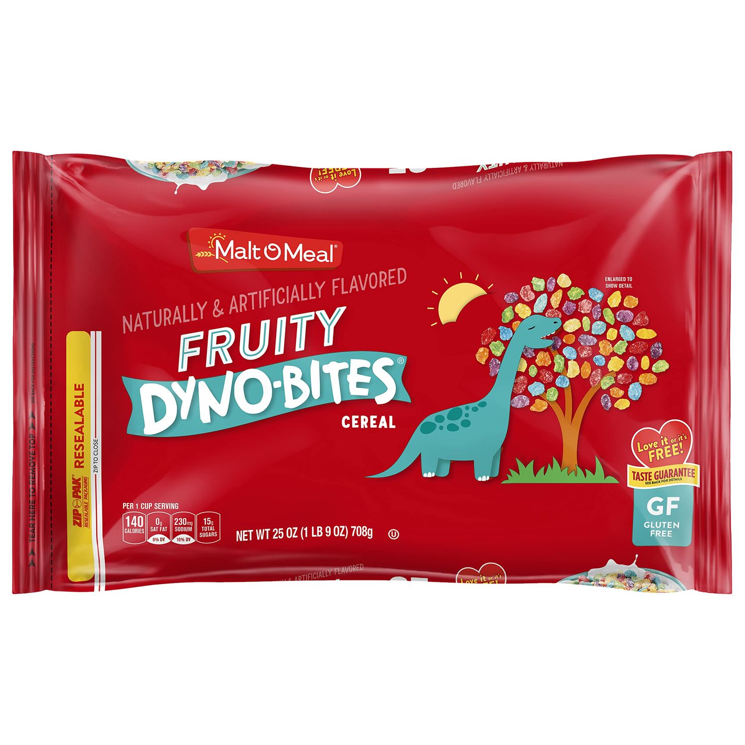Malt-O-Meal Fruity Dyno Bites Gluten Free Kids Breakfast Cereal, Family Size Bulk Bagged Cereal, 25 Ounce - 1 count