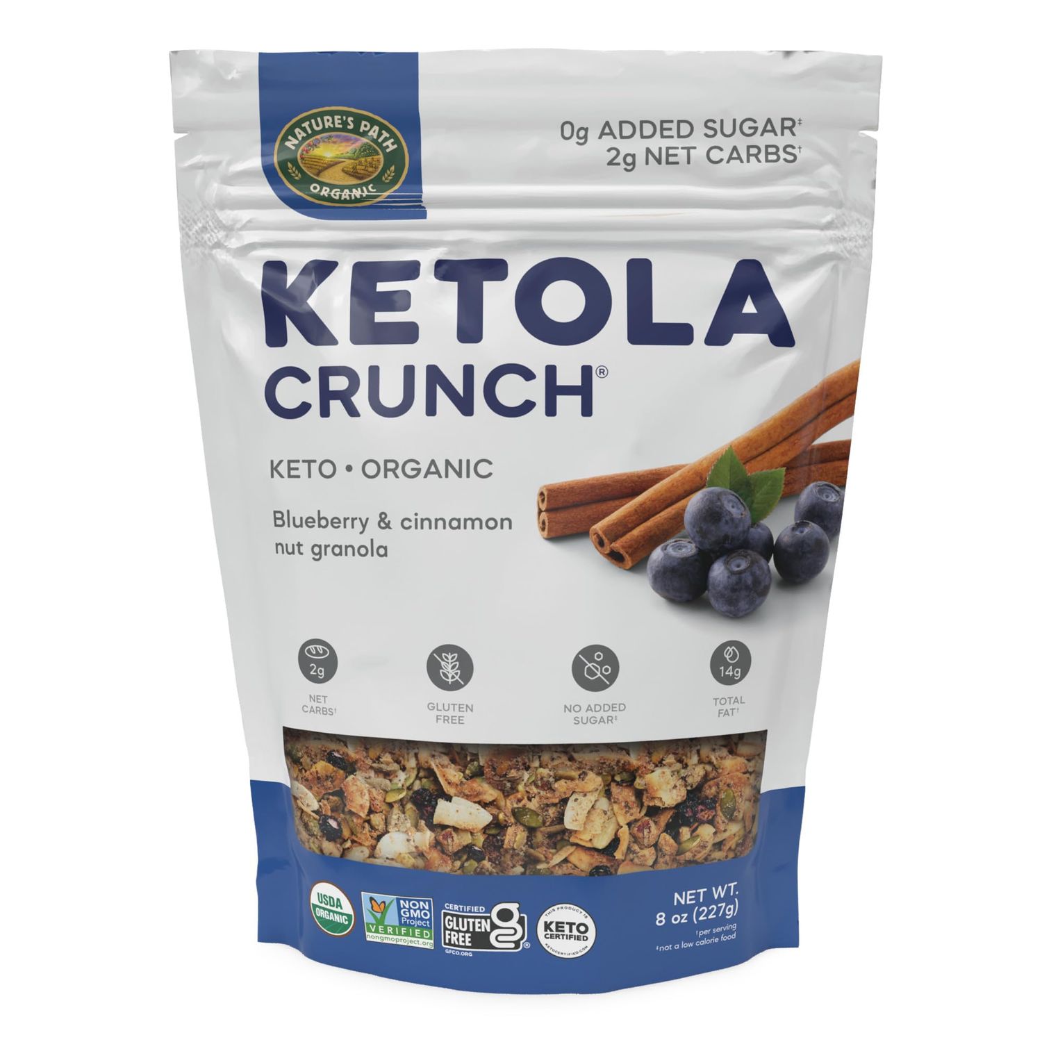 Nature&#39;s Path Organic Ketola Crunch Blueberry &amp; Cinnamon Nut Granola, 8 oz (Pack of 1), Gluten Free, Non-GMO