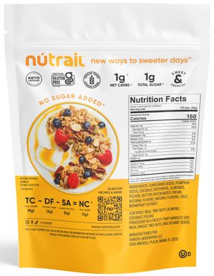 NuTrail Nut Granola Cereal, Honey Nut, No Sugar Added, Keto, Low Carb, Gluten Free, Grain Free, Healthy Breakfast 8 oz. 3 Count