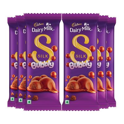 Cadbury Dairy Milk Silk Bubbly Chocolate Bar, 6 X 50 g