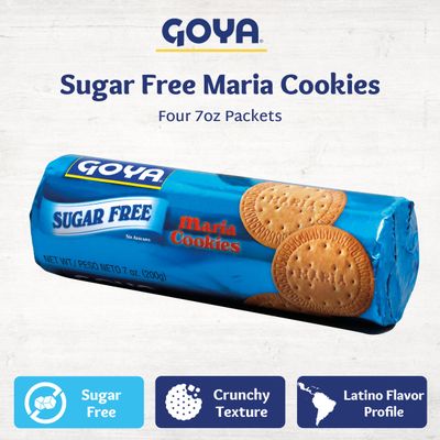Sugar Free Maria Cookies by Goya, Chocolate Wafer Cookies for Icebox Cake, Thin Crisp Cookies, Baked Goods, Snacks for School and Work, Lunch Box Snacks, 4 Pack, 7oz. Each