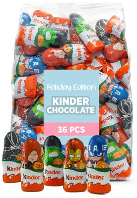 Kinder Chocolate Holiday Edition Figures (36 pcs) - Ideal for Festive Kids&#39; Parties and Sweet Holiday Favors, Featuring Smooth and Creamy Milk Chocolate Delights