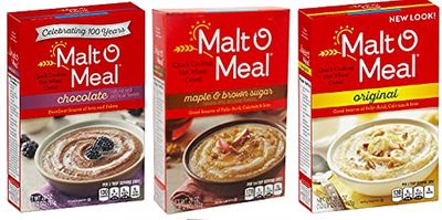 Malt O Meal Hot Cereal Snack Peak Variety Gift Box - Maple and Brown Sugar, Original, and Chocolate