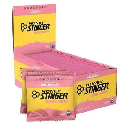 Honey Stinger Organic Pink Lemonade Energy Chew | Gluten Free &amp; Caffeine Free | for Exercise, Running and Performance | Sports Nutrition for Home &amp; Gym, Pre and Mid Workout | 12 Pack, 21.6 Ounce