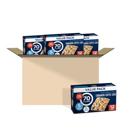 Fiber One 70 Calorie Soft-Baked Bars, Cinnamon Coffee Cake, Value Pack, 12 Bars, 10.6 oz (Pack of 4)