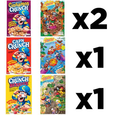 Cap'n Crunch Cereal, Cinnamon, Original &amp; Crunch Berries Variety Pack (4 Pack)