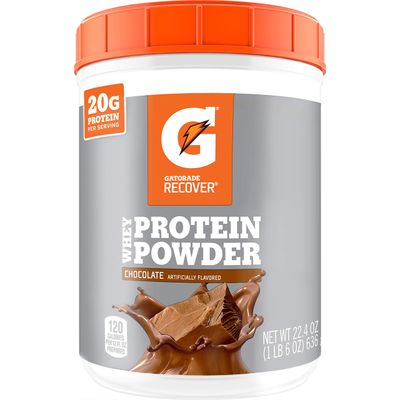 Gatorade Whey Protein Powder, Chocolate, 22.4 Ounce (20 servings per canister, 20 grams of protein per serving)