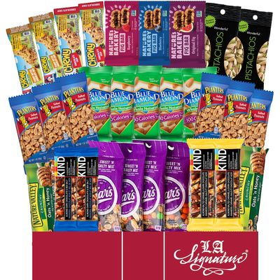 Ultimate Healthy Care Package (30 Count) - Bars &amp; Nuts Variety- Gift Box Bundle Present - Kids, Adults, Boys, Girls, College Student,