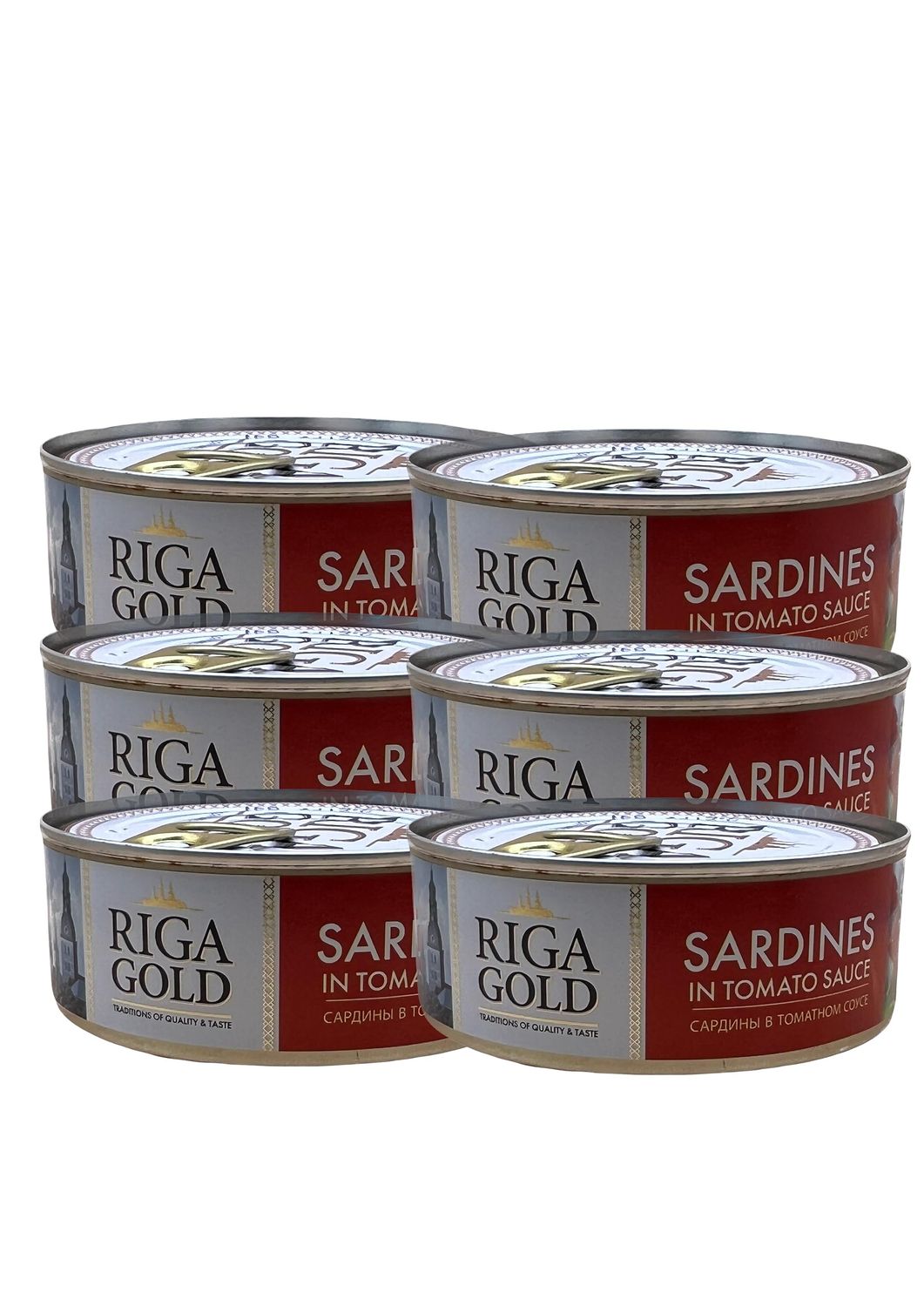 Riga Gold Atlantic Sardines in Tomato Sauce, 8.46 oz Pack of 6