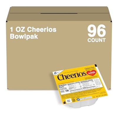 Cheerios Cereal Single Serve Bowl, Heart Healthy Breakfast Cereal, Gluten Free Cereal with Whole Grain Oats, 1 Oz, 96 Count