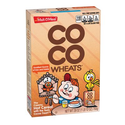 Post Malt-O-Meal Coco Wheats, Chocolate Flavor, Quick Cooking Hot Cereal, 28 Oz (Pack of 12)